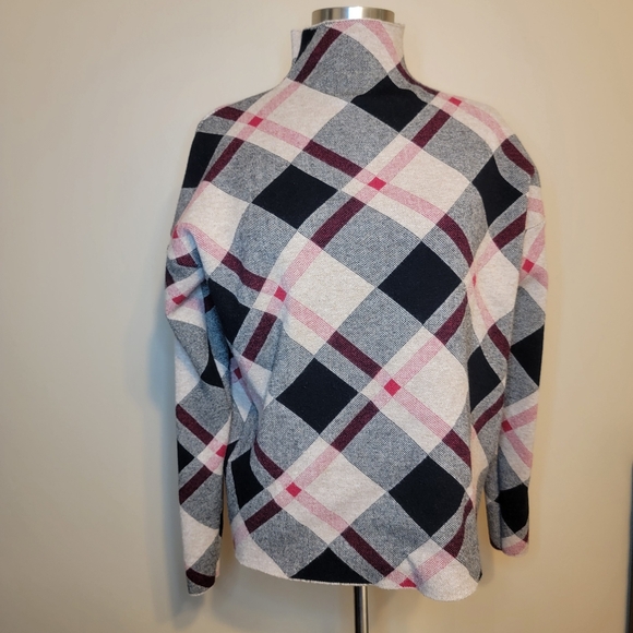 Rachel Zoe Plaid Mock Beck Sweater Large Pullover Checkered Tartan - Picture 1 of 6